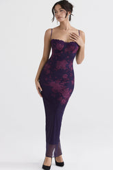 Ärmelloses Maxikleid mit Print und Spitze im Sweetheart-Stil - Blumen